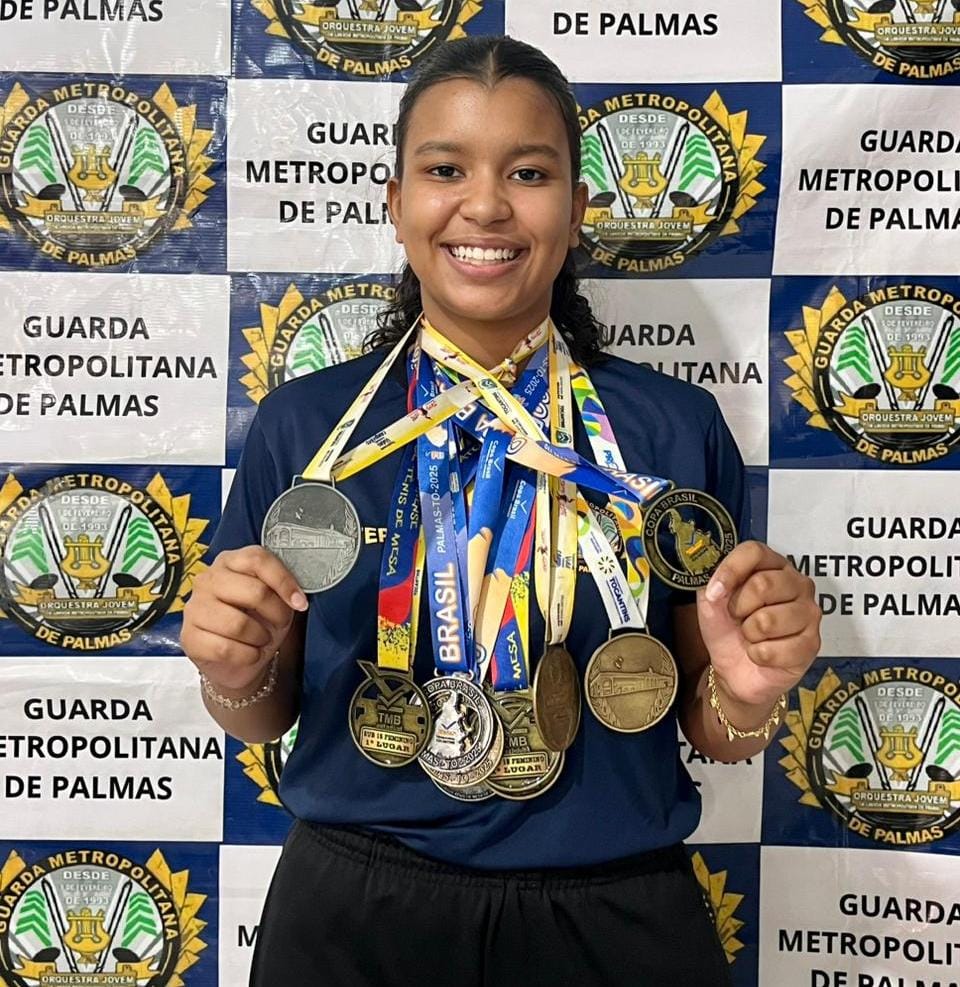 Aluna de programa sociocultural da Guarda Metropolitana de Palmas se destaca no tênis de mesa nacional