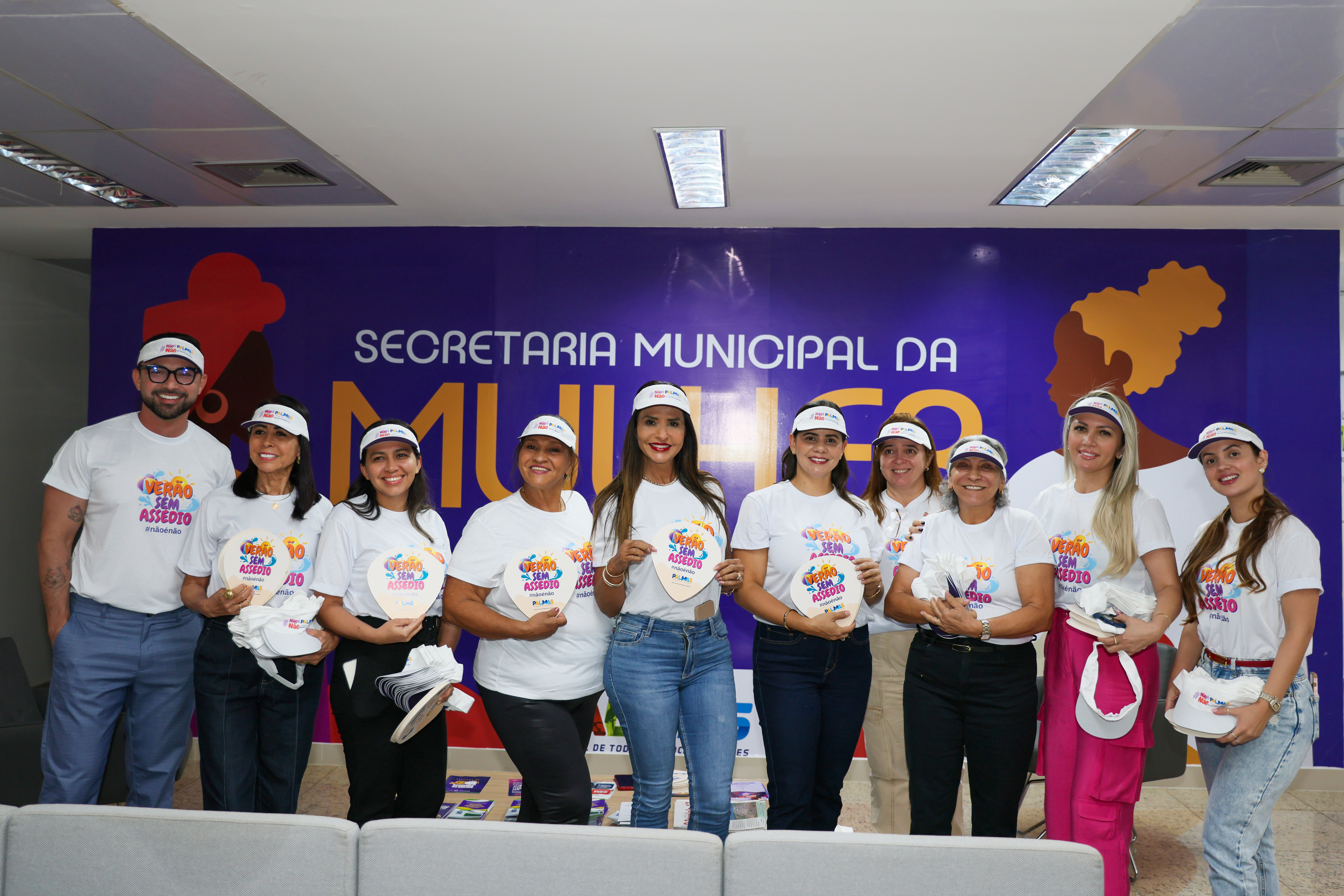 Data: 18/07/2025. Ação Verão sem assédio. Local: Predio da Prefeitura de Palmas