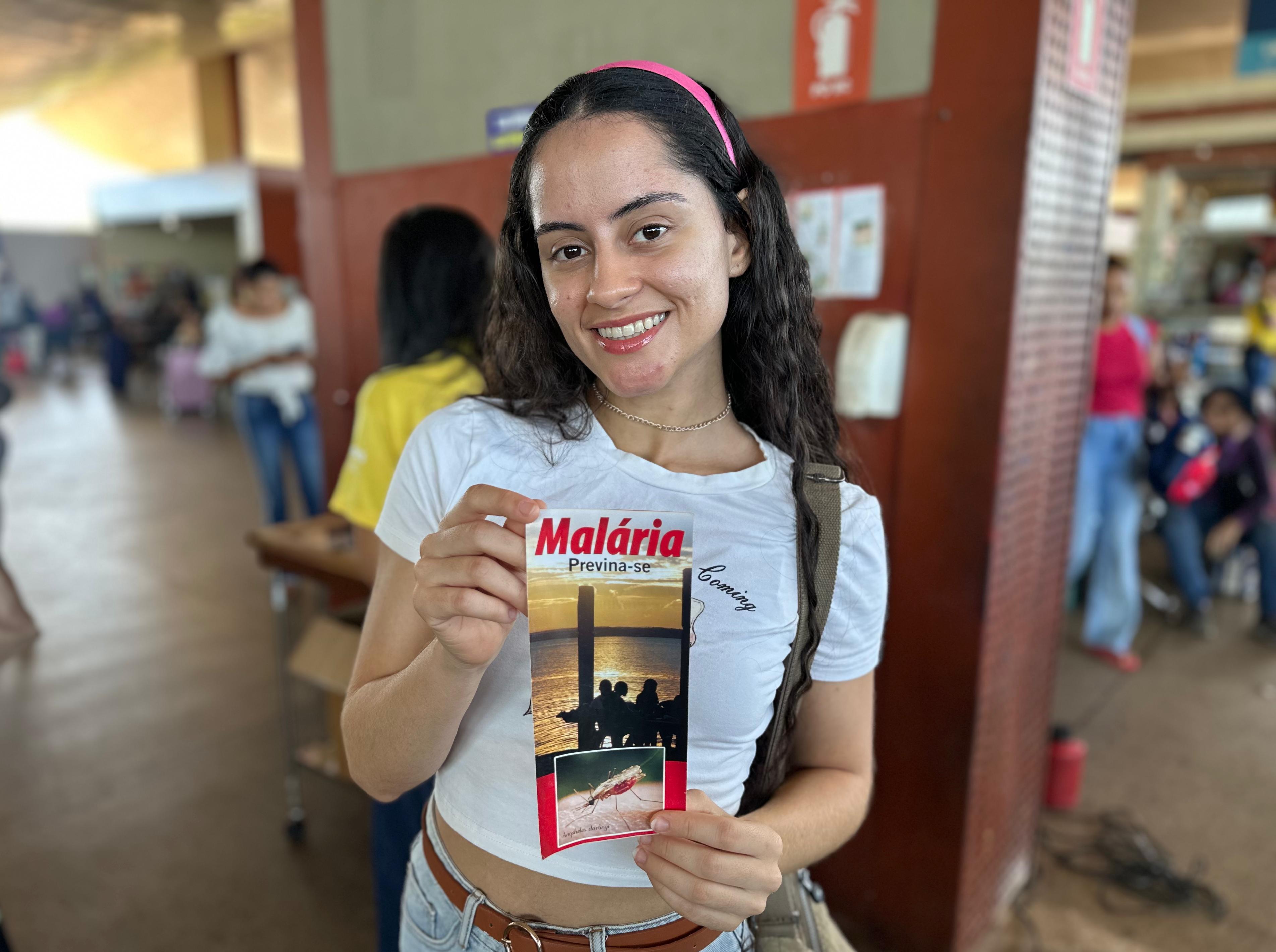 Marina Mascarenhas Bandeira, moradora de Porto Nacional, comentou que aprendeu mais sobre a transmissão, o tratamento e as formas de prevenção da malária - Foto: Miller Freitas