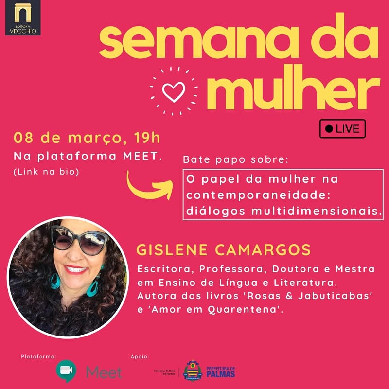 Com parceria da Fundação Cultural de Palmas, ciclo de palestras ‘Semana da Mulher’ inicia nesta segunda, 8