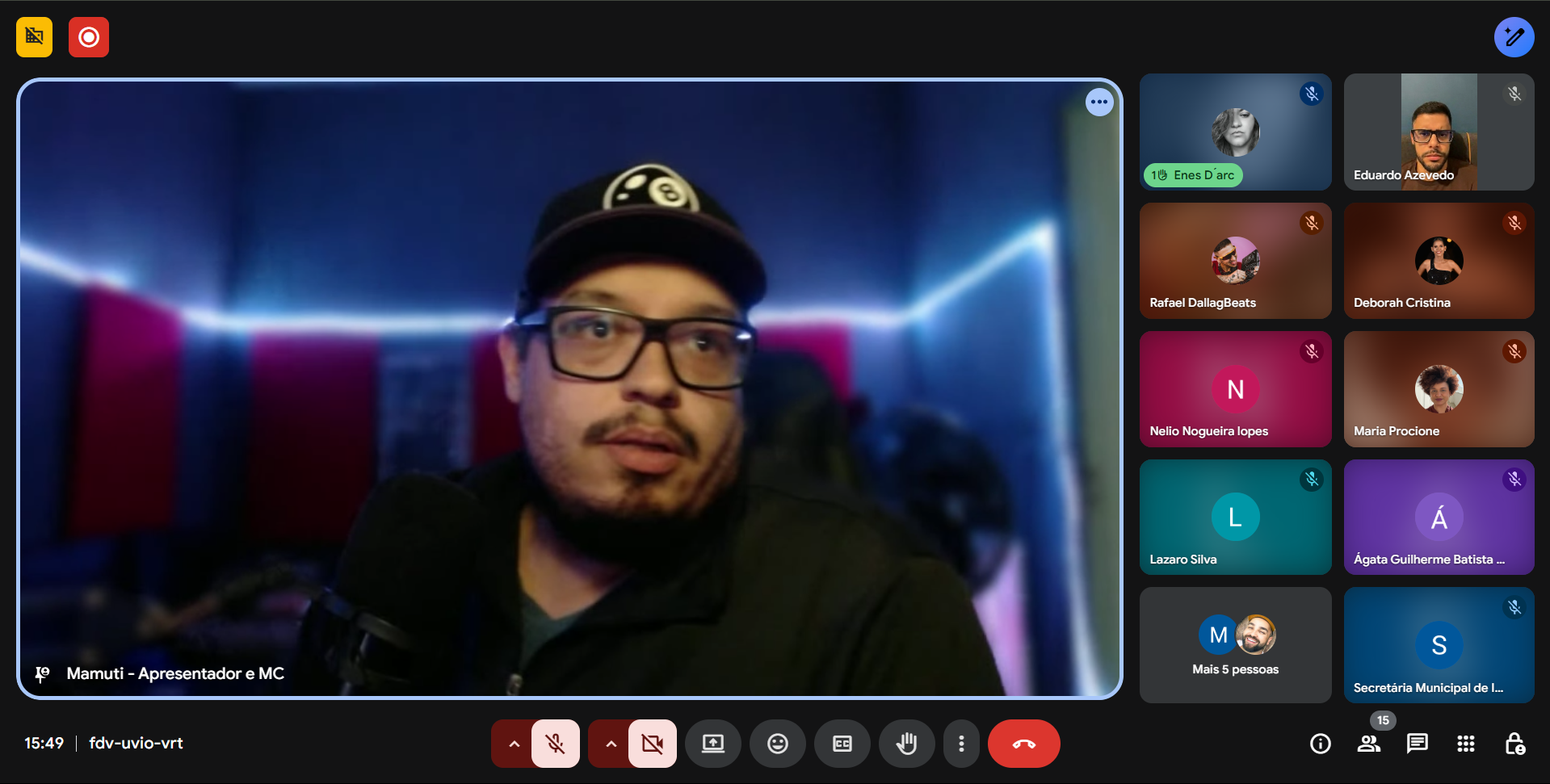 MC Mamuti durante oficina virtual realizada com MCs tocantinenses, promovida pela Seirdh com a organização do Estadual de Batalhas e o Coletivo Somos, como parte das ações afirmativas de apoio à Cultura Hip-Hop na Capital - Reprodução