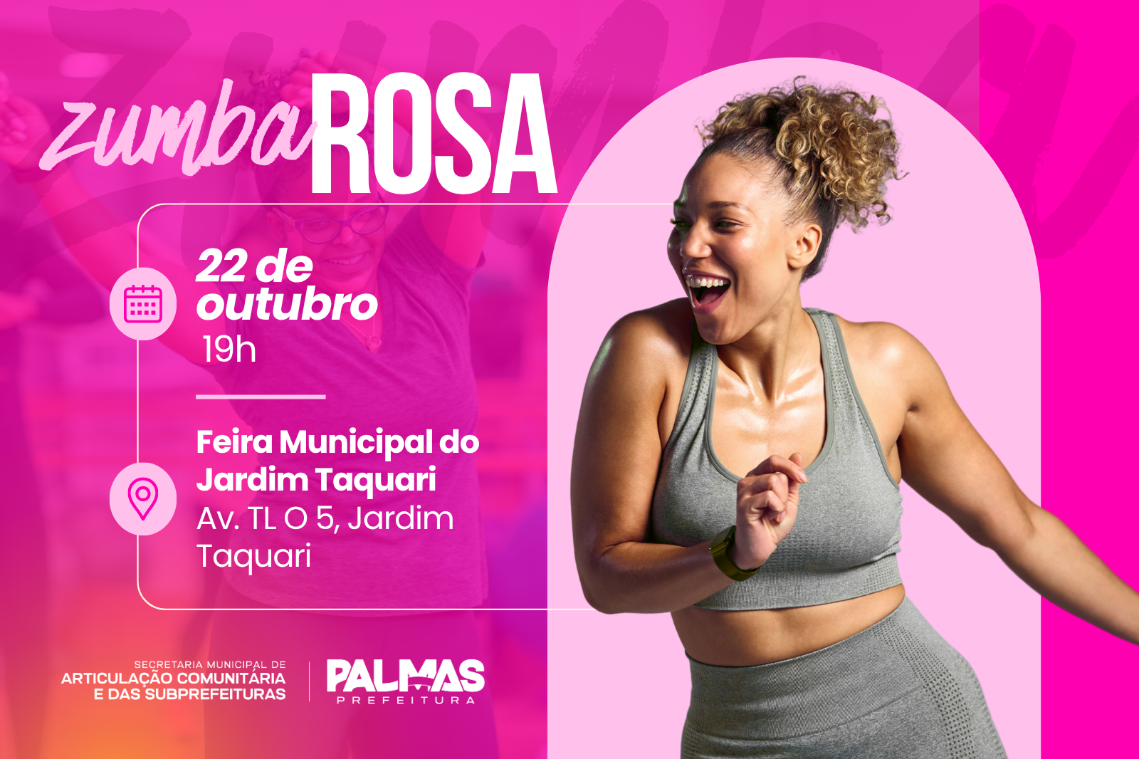 Prefeitura promove Zumba Rosa na Feira do Jardim Taquari nesta quinta-feira, 22
